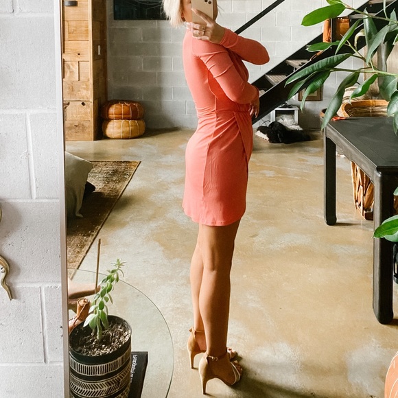 Coral wrap front mini dress from Topshop - Picture 3 of 4